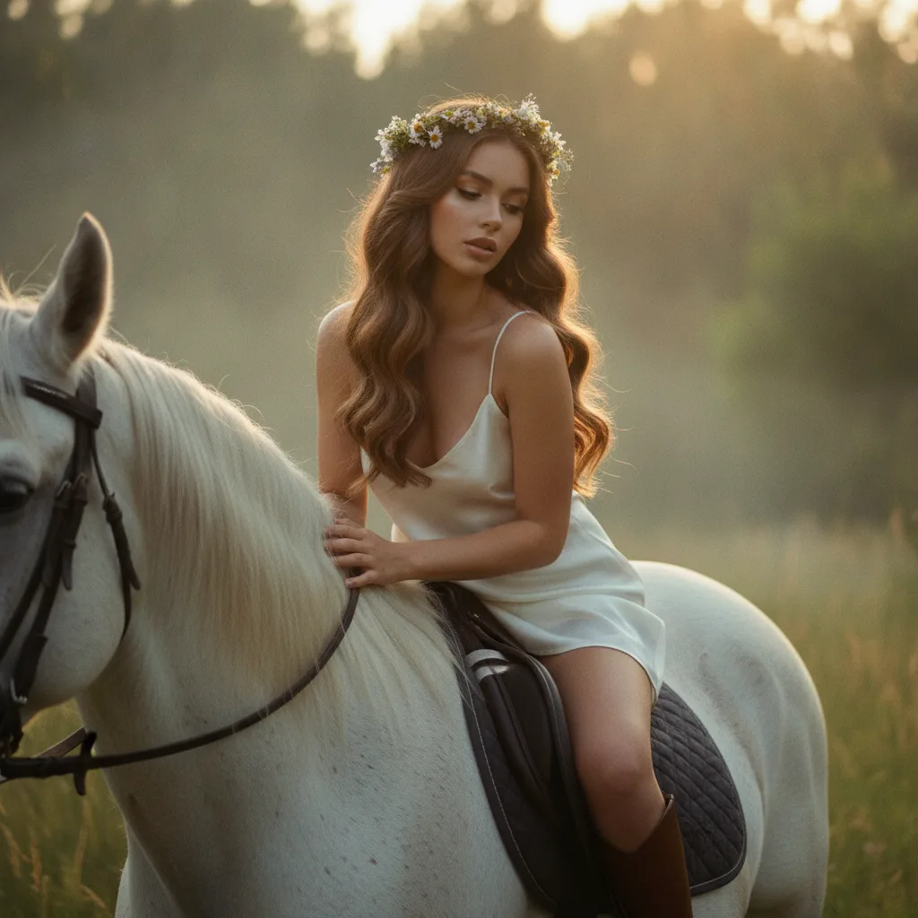 Красивая фотосессия девушки на коне