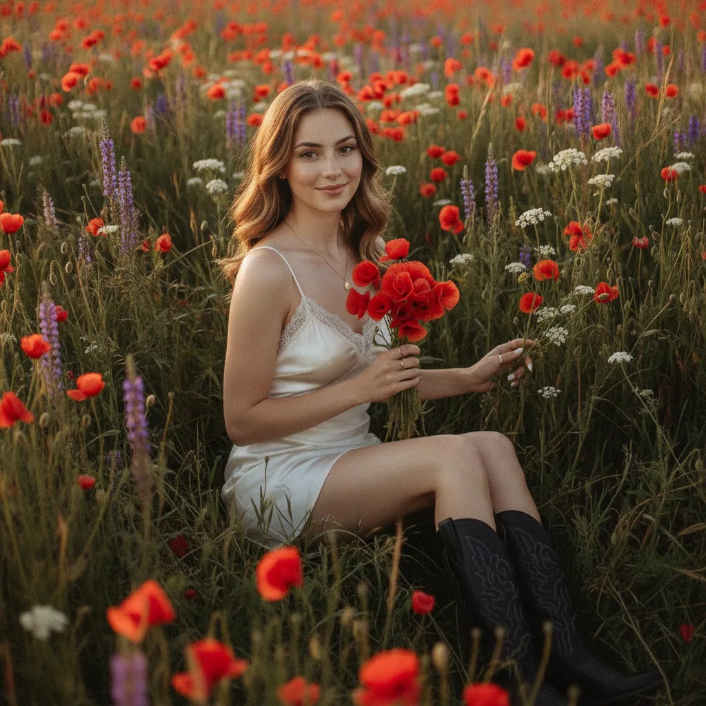 Женщина на маковом поле